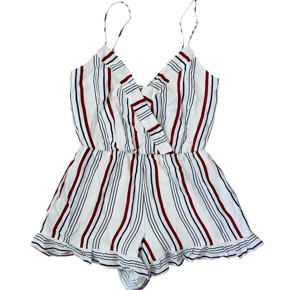 TULAROSA Amelia Striped Sleeveless Romper in Red, White, and‎ Blue-Size XS - Picture 3 of 9